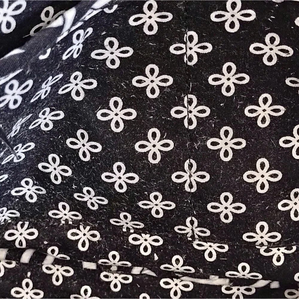 Vera Bradley Black White Geometric Tile Design Satchel Handbag Purse Twist Lock